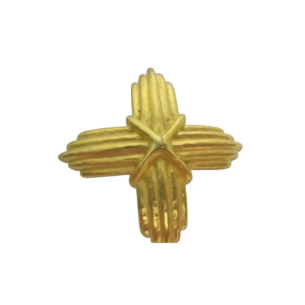 Vintage Givenchy 1980s Gold Hammered Cross Brooch Pin 4G Signed Statement READ